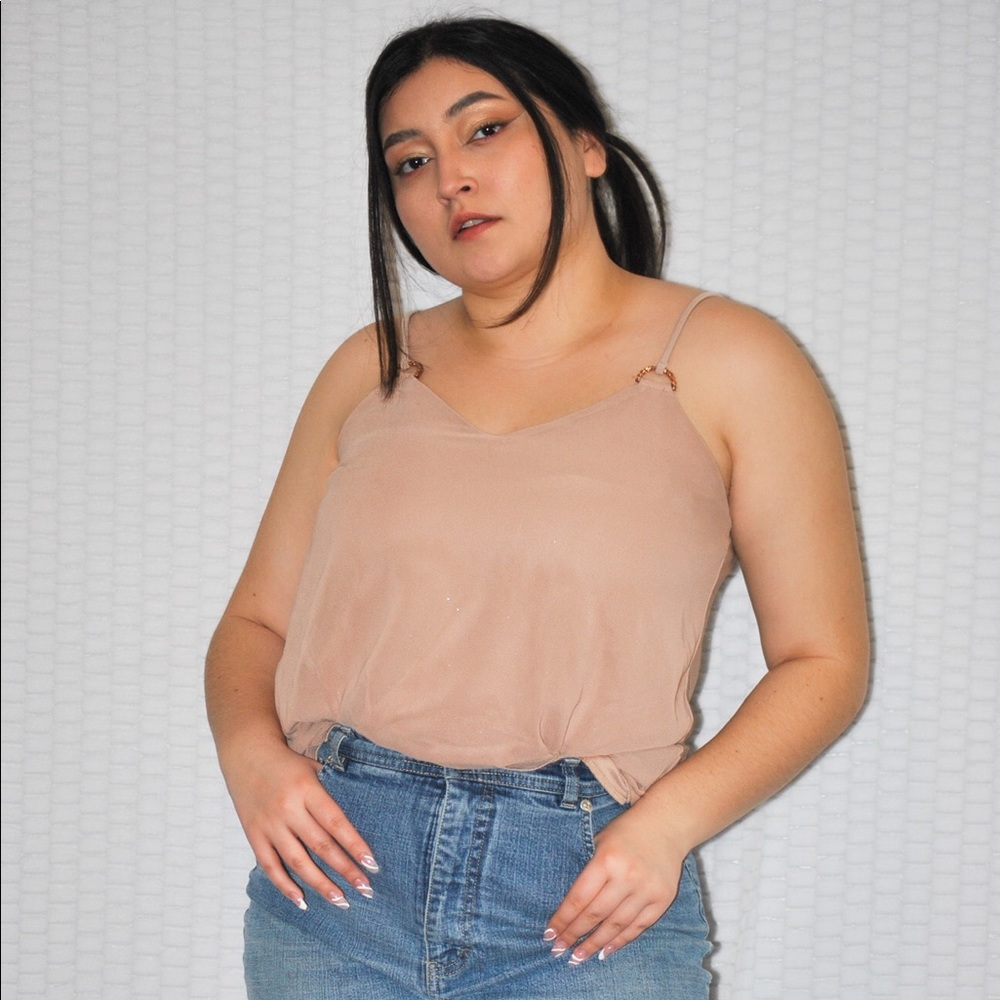 Tan v neck tank top (medium)